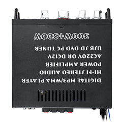 2x300W 110-220V Bluetooth Audio Power Amplifier EQ Stereo AMP Car Home 2CH AUX USB FM SD Hi-Fi Digital Radio
