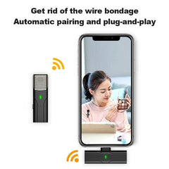 Wireless Lavalier Microphone Noise Cancel Low Latency Mini Receiver Plug-Play Mic for Vlog Video Recording