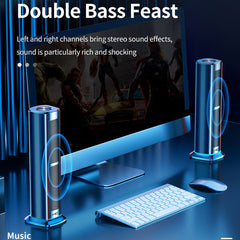 Vertical Bluetooth 5.0 Speaker Soundbar Subwoofer Powerful Bass Hi-Fi Stereo Sound for Laptop PC Theater TV Aux 3.5mm