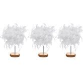 USB Modern White Feather Shade Table Lamp Lampshade Elegant Bedside Desk Night Light Home Bedroom Decor