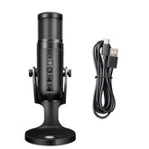Condenser Wired Microphone RGB Light Mic for PC Laptop Live Broadcast Game Conference