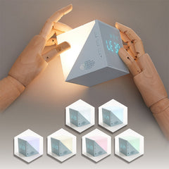 LED Night Lamp Alarm Clock Voice-activated USB Rechargeable Dimmable Bedside Lamp Multiple Colors Night Light
