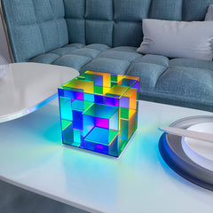 Cube LED Color Table Lamp Cube Box Acrylic Color Table Lamp for Bedroom Living Room