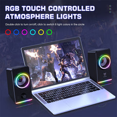 Gaming Speaker 2.0 Channel RGB Light Computer Speaker Stereo Bass Touch Control Gaming Wired USB/3.5mm Speaker