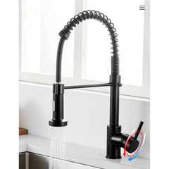 Matte Black Spring Kitchen Sink Faucet Pull Out Spout Single Lever Hot Cold Water Mixers Tap Down Sprayer