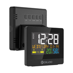 Dual USB Charging Port Alarm Clock Hygrometer 10W Phone Charger Snooze NAP Countdown Desktop Decorative Clock