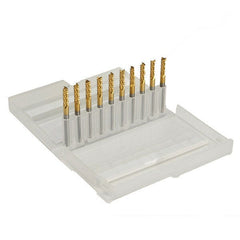 10pcs 3.175mm Titanium Coated Carbide End Mill Engraving Bits For CNC Rotary Burrs
