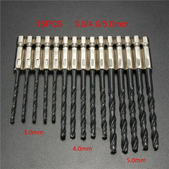 15pcs 3/4/5mm HSS 1/4 Inch Hex Shank Twist Drill Bit