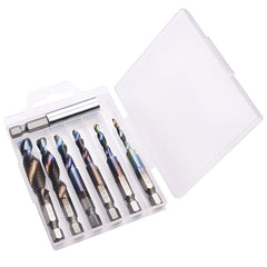 7Pcs M3-M10 6.2mm Hex Shank Blue Coated Screw Thread Metric Compound Tap Drill Bits with Extension Rod
