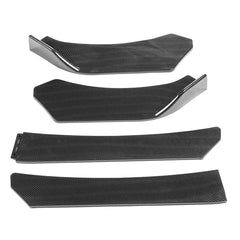 4pcs Carbon Fiber Look Spoilers Front Lip Chin Bumper Body Kits For Car Universal
