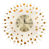 Wall Clock Large Luxury 3D DIY Flower Peacock Diamond Wall Clock Metal Modern Home Decor