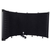 microphone Isolation Shield 5-Panel Wind Screen Foldable 3/8" and 5/8" Threaded High Density Absorbing Foam for Recording Studio