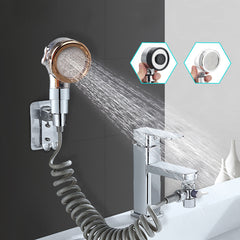 Bathroom Wash Face Basin Water Tap External Shower Head HandHeld Bidet Sprayer Jet Diverter Kit Set