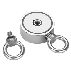 Double Eye-bolt 160-1500KG Recovery Fishing Magnet 48-136mm Diameter Salvage Recovery Magnet with 20 Meter Ropes
