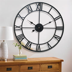 40cm/50cm Large Metal Skeleton Wall Clock Antique gold Home Decor Round Living Room