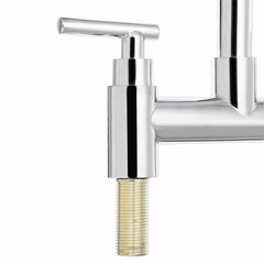 Modern Dual Lever Chrome Kitchen Sink Faucet Hot Cold Mixer Taps Deck Mounted Tap 2 Hole