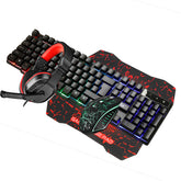 4Pcs Gaming Devices Set 104 Keys LED Backlit Gaming Keyboard 3600DPI Ergonomic Mouse 3.5mm Wired Headset Anti-slip Mouse Pad Combo