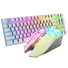 Wireless Keyboard Mouse Set 87 Keys 2.4GHz Wireless Rechargeable Colorful Backlit Keyboard 2400DPI Mouse Combo for Home Office