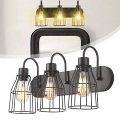 3-Lamp Industrial Barn Wall Mount Lamp Retro Metal Sconce Light Fixture Without Bulb