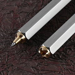 Six-sided Stainless Steel Tactical Pen Brass Business Signature Tool Pen For Self-protection Security Emergency