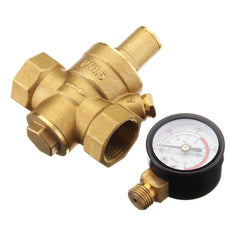 3/4" Adjustable Brass Water Pressure Regulator Reducer with Gauge Meter