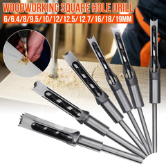 11pcs 6-19mm Woodworking Drill Bit Square Hole Chisel Mortising Kit Tenon Wood Tool