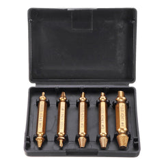 5Pcs Golden Damaged Screw Extractor Drill Bits Guide Set Broken Speed Out Stud Stripped Screw Remover Tool