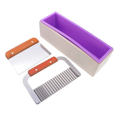 Wooden Box Silicone Soap Making Mold Loaf With Soap Cutter Cutting Mould