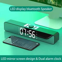 Alarm Clock Bluetooth Speaker With LED Digital Display Wired Wireless Home Theater Surround Sound Bar