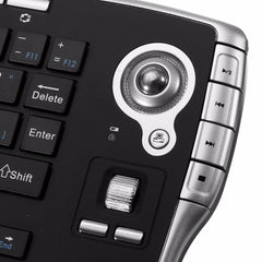 Wireless Air Keyboard 2-In-1 Mouse Scroll Wheel German Keyboard with Optical Trackball for Mini PC Android