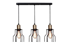 Industrial 3-Light Pendant Light, Adjustable Flush Mount Ceiling Lighting for Kitchen Island Living Room