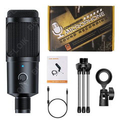 metal usb condenser recording microphone gaming for laptop windows cardioid studio vocals voice skype chatting podcast