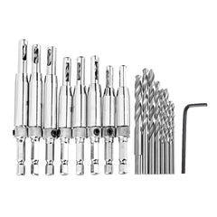 17Pcs Hinge Drill Hexagonal Shank Self-centering Drill Bit Set For Door and Window Derailment Holes