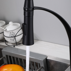 Painted Black Kitchen Sink Faucet Sprayer Brass Mixer Tap Two Water Modes 360 Rotation Single Handle
