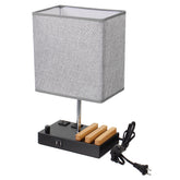 Table Lamp with 2 Phone Stands Dimmable USB Lamp Grey Table Lamp Built in 2 USB Ports & 2 AC Outlet, Bedside Lamps Idea