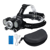 LED Headlamp Flashlight Zoom Ultra Bright 5 Modes USB Rechargeable Work Lamp for Camping Jogging Cycling