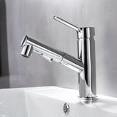 Bathroom Basin Faucet with Pull Out Sprayer Fountain Brushed Nickel Hot Cold Mixer Tap Updated Three Modes Sprayer