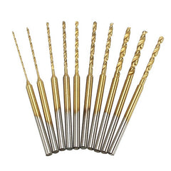 10pcs 0.6-2.2mm HSS Twist Drill Bits Set Titanium Coated High Speed Steel