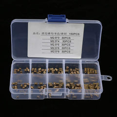 150Pcs M2.5 Brass Cylinder Knurled Nut Round Molded-in Insert Embedded Nuts Assortment Set