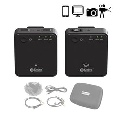 Portable Wireless Lavalier Microphone Interview Lapel Mic with 100m Range for Smartphone DSLR Camera Webcast