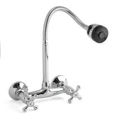 Kitchen Sink Faucet Hot Cold Mixed Taps Stretchable Shower Spray Type Wall Mount Bathroom