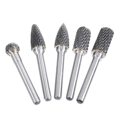 5pcs 6x12mm Double Lines Rotary File Burr Tungsten Carbide Rotary Cutter Files for Rotary Drill