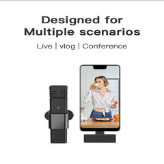 Wireless Microphone Low Latency Portable Audio Video Recording Plug-Play Lapel Mic