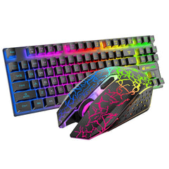 Wireless Keyboard Mouse Set 87 Keys 2.4GHz Wireless Rechargeable Colorful Backlit Keyboard 2400DPI Mouse Combo for Home Office