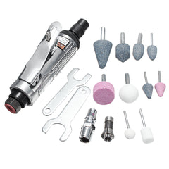 16Pcs 1/4 Inch Car Air Compressor 90psi Grinder Rotary Tool Kit With Stones & Case
