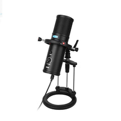 USB Condenser Microphone Audio Recording Mic with Desktop Bracket 4 Pickup Modes Directivity Stereo 16mm Electret for Live Broadcast