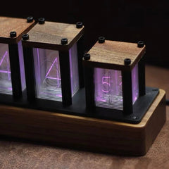 RGB Imitated Glow Tube Clock Creative Led Electronic Wood 6-Bit IPS Retro Glows Analog Nixie Tube Clock