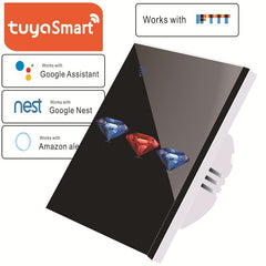Smart WIFI Touch Wall Switch Panel EU Standard Remote Control Works with Amazon Alexa Google Home