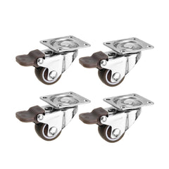 4pcs 1 Inch TPE Mute Lightweight Universal Wheels with Brake Caster for Furniture