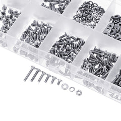 600Pcs M2 304 Stainless Steel Hex Socket CapButtonFlat Head Screw Washer Nut Kit